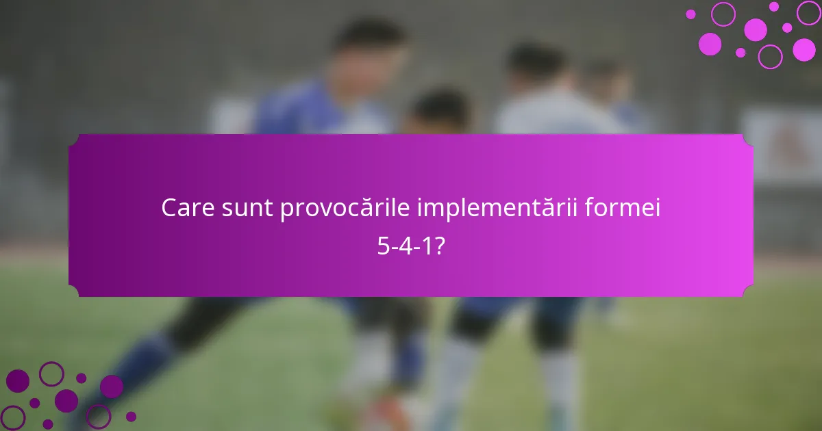 Care sunt provocările implementării formei 5-4-1?