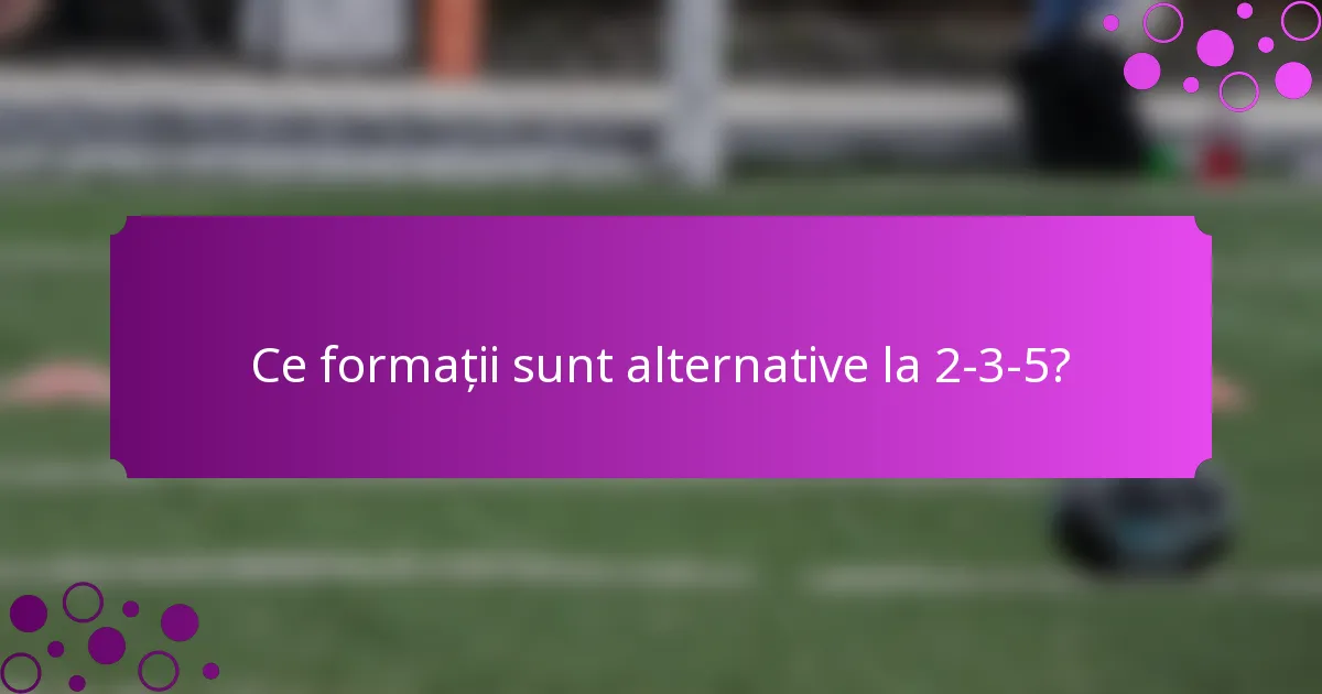 Ce formații sunt alternative la 2-3-5?